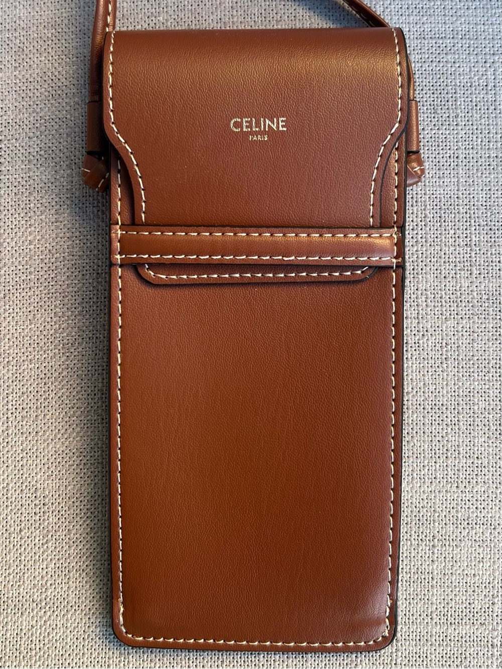 Celine Calfskin Sunglasses or Phone Pouch With Flap Tan - Picture 2 of 5